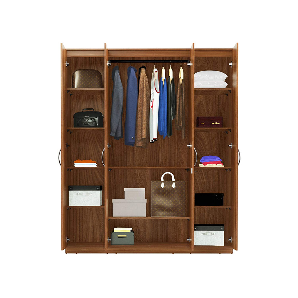 Solimo Medusa Engineered Wood Wardrobe Walnut Finish - Oak Inside