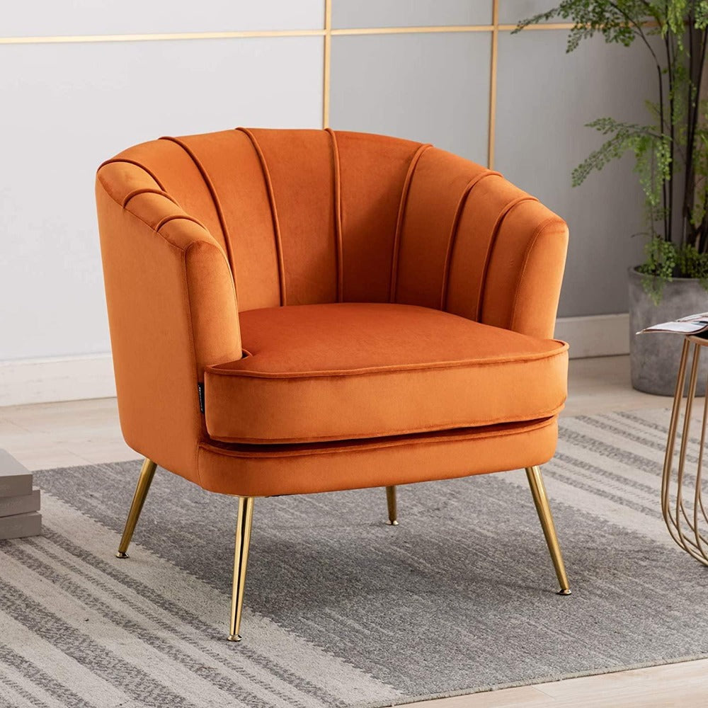 Cozy Couch Accent Chair in Orange Color - Oak Inside