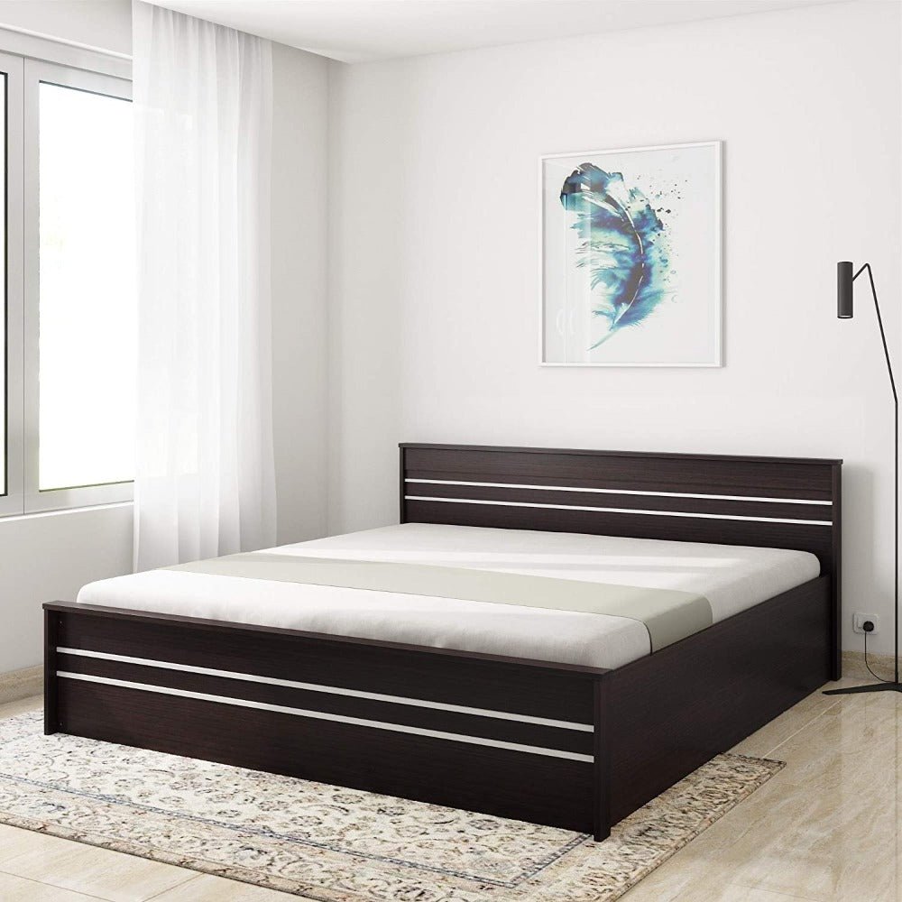 Sirca Wooden Bed With Storage in Brown Color - Oak Inside