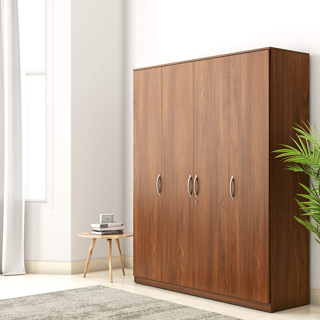 Solimo Medusa Engineered Wood Wardrobe Walnut Finish - Oak Inside