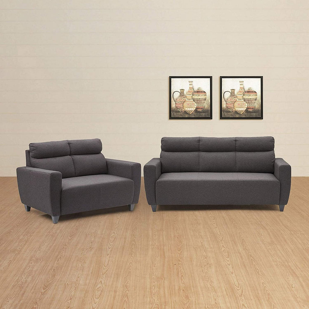 Zolo Suede Sofa Set in Grey Color - Oak Inside