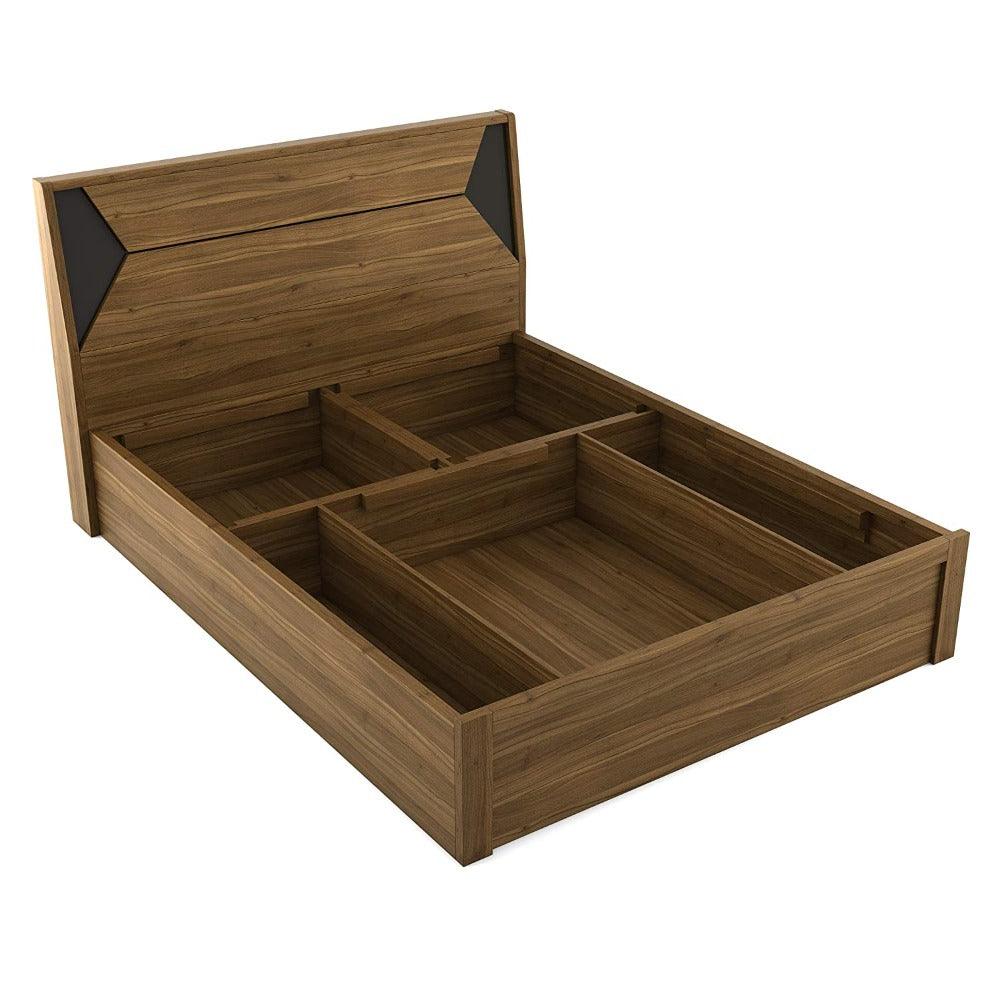 Dollo Wooden Bed In Tan With Storage - Oak Inside