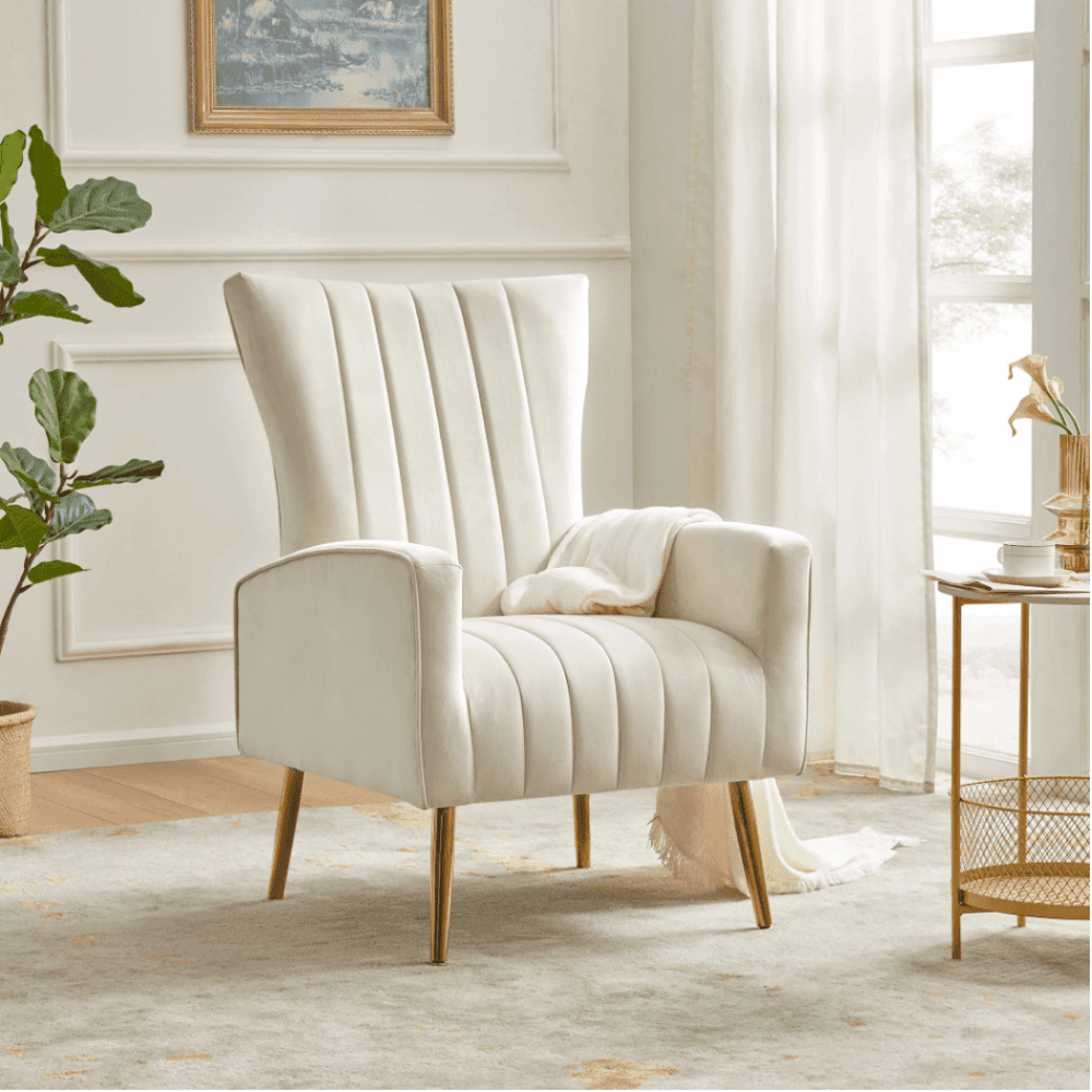 Bells Wing Back Chair - Oak Inside