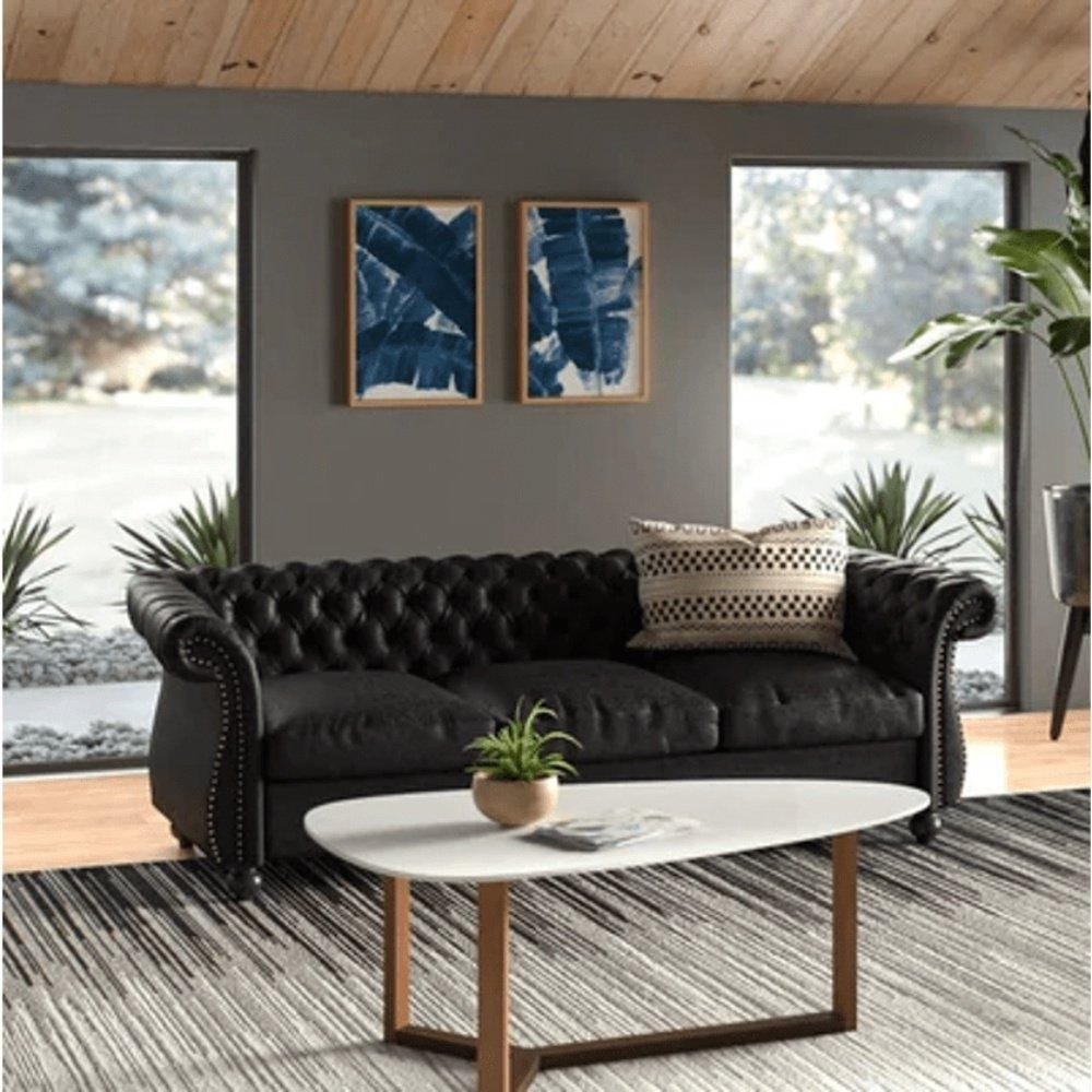 Romeo Chesterfield Sofa Set - Oak Inside