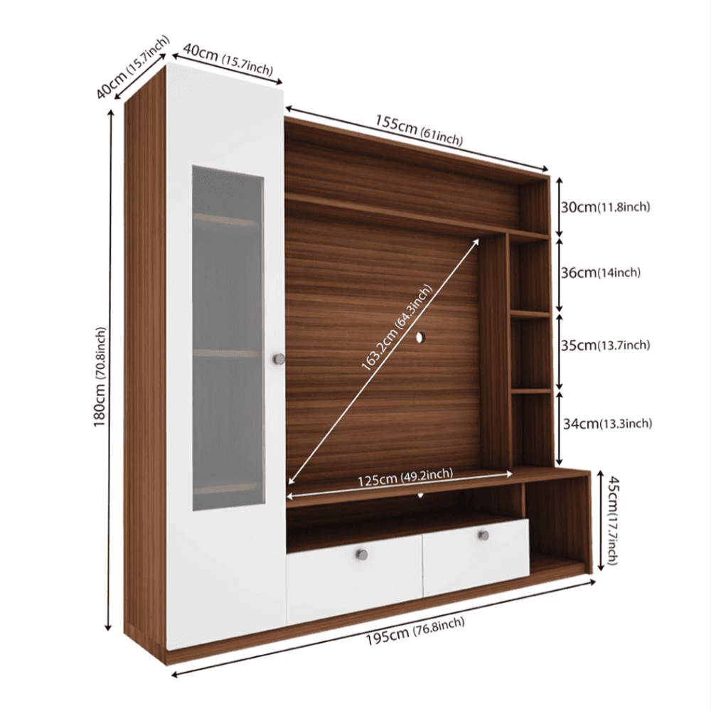 Casa Bonita TV Unit - Walnut - Upto 55 inches TV - Oak Inside