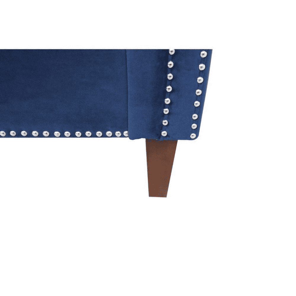 Rosy Sofa Set in Blue Suede Fabric - Oak Inside