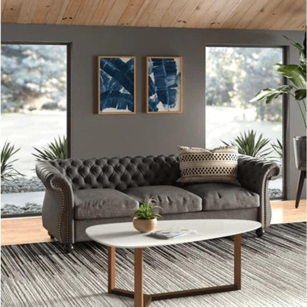 Romeo Chesterfield Sofa Set - Oak Inside