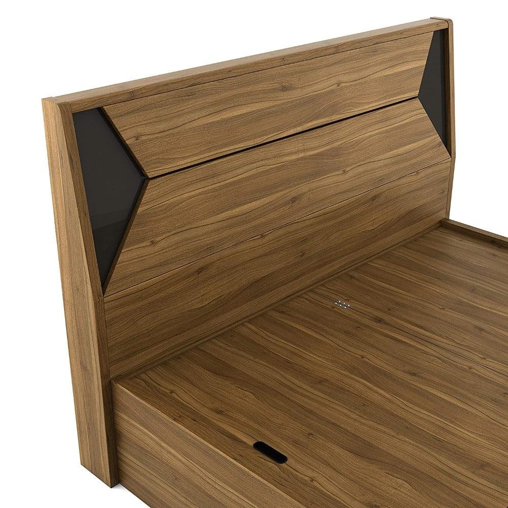 Dollo Wooden Bed In Tan With Storage - Oak Inside