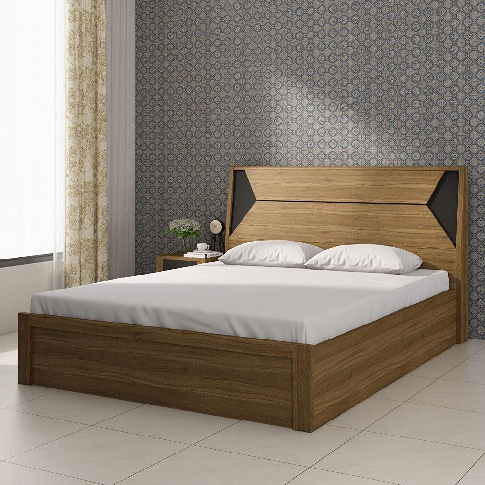 Dollo Wooden Bed In Tan With Storage - Oak Inside