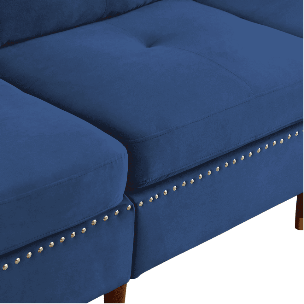 Glossy Sectional Suede Sofa Set With Ottoman - Oak Inside