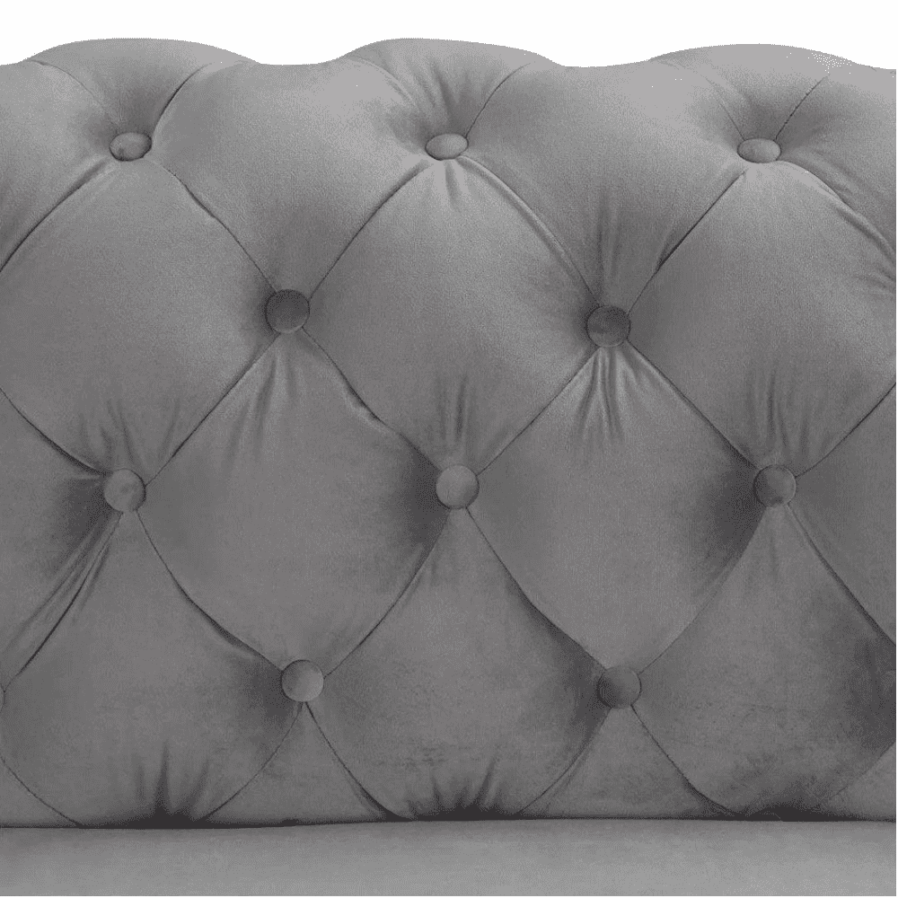 Dollo Chesterfield Suede Tufted Sofa Set - Oak Inside