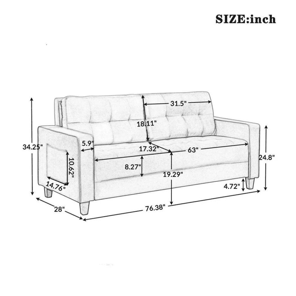 Comfortable Modern Sofa Set for Home Living Room - Oak Inside