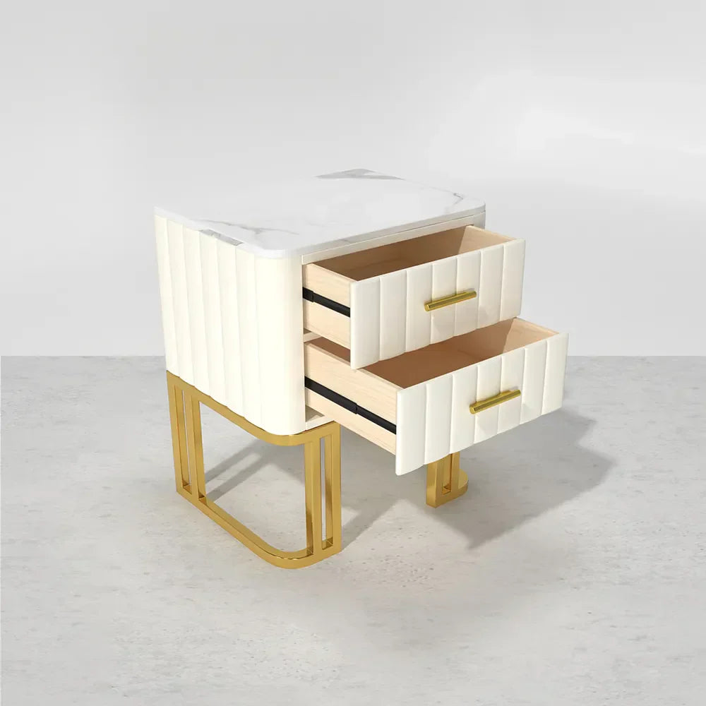 Gello Side Table in 2 Drawers in SS Frame