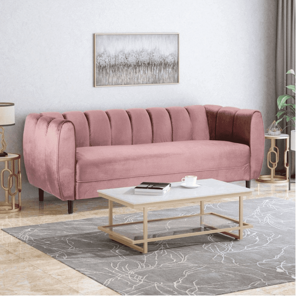 Bobran Modern Suede Sofa Sets - Oak Inside