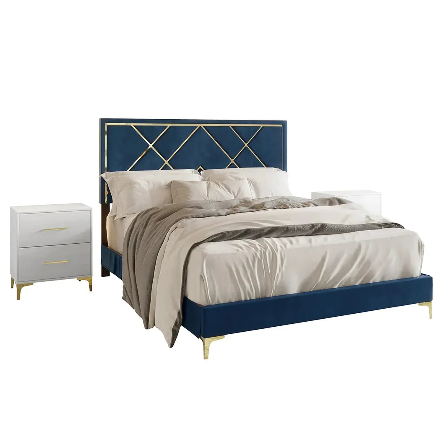 Porch Premium Upholstered Bed Without Storage In Suede