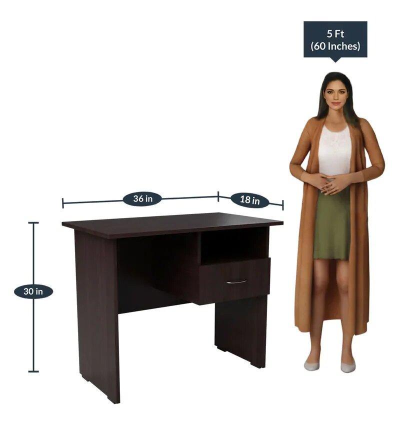 Shelly Study Table in Wenge Color - Oak Inside