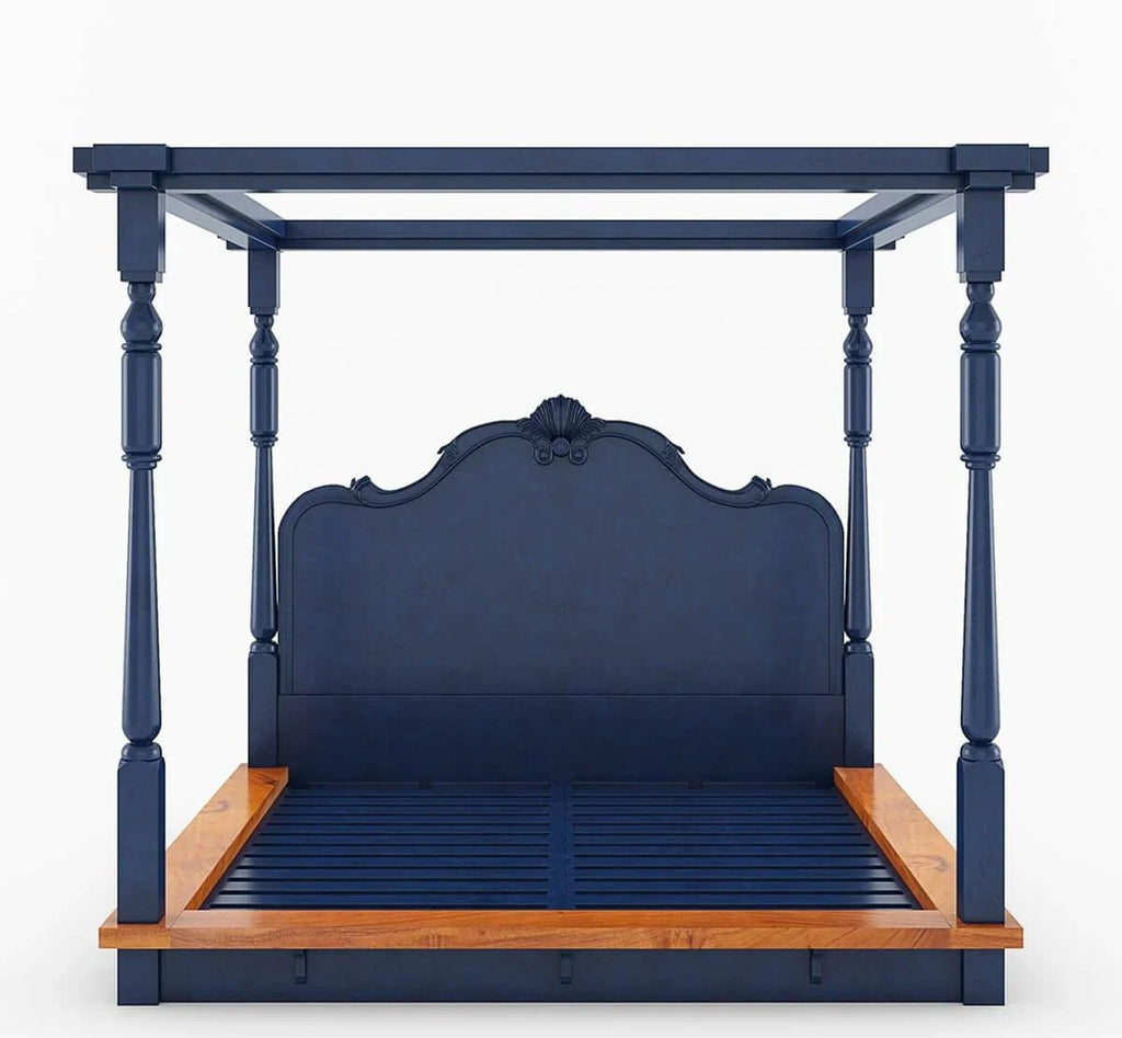 Florance Solid Wood Luxury Poster Bed in Honey Oak