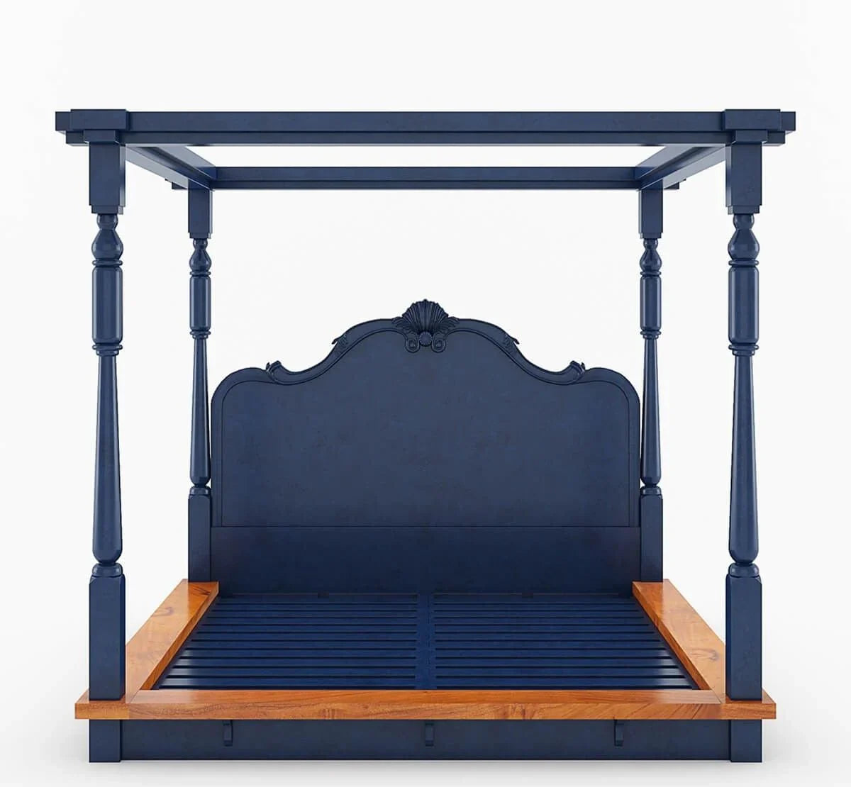 Florance Solid Wood Luxury Poster Bed in Honey Oak