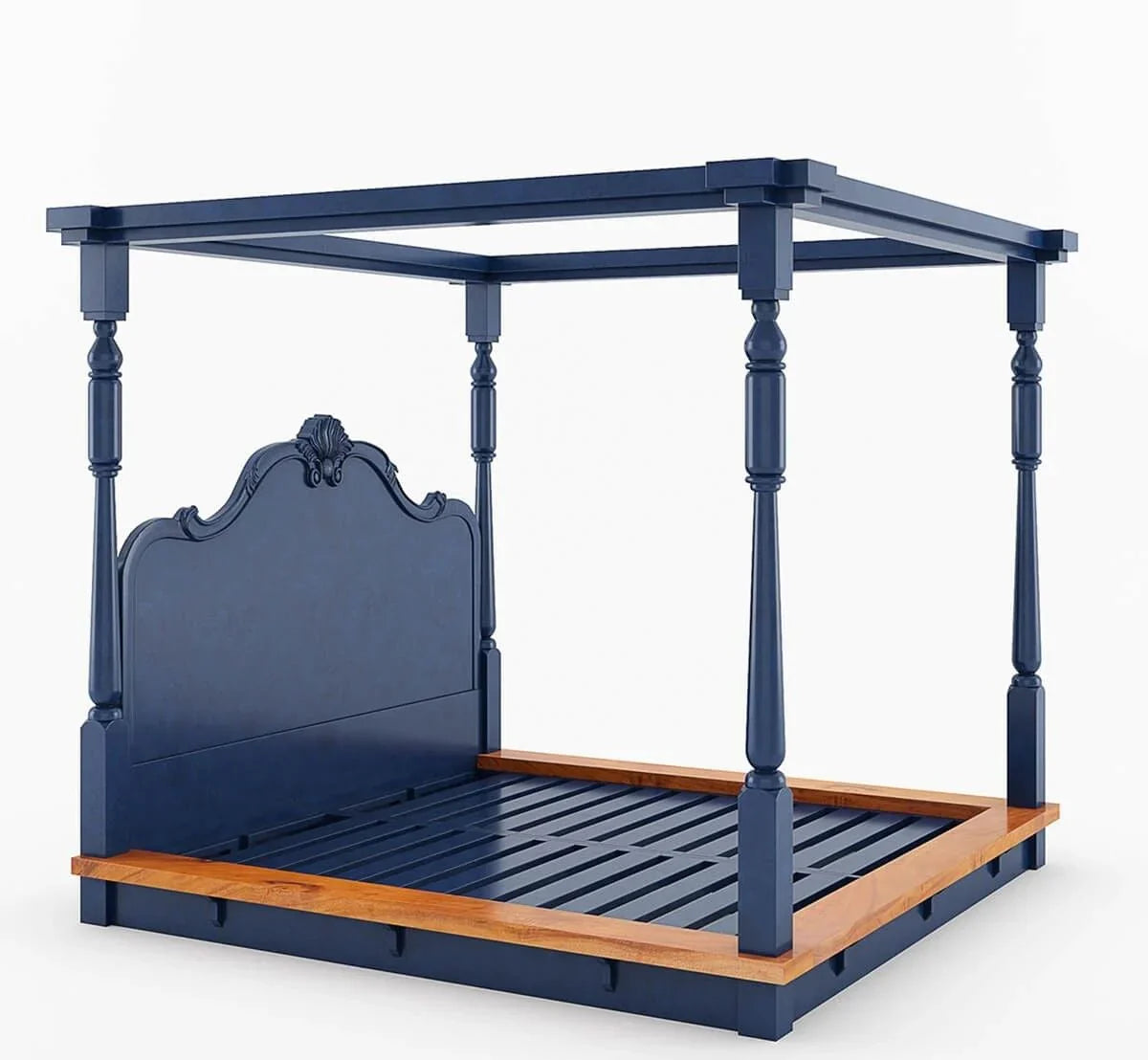 Florance Solid Wood Luxury Poster Bed in Honey Oak