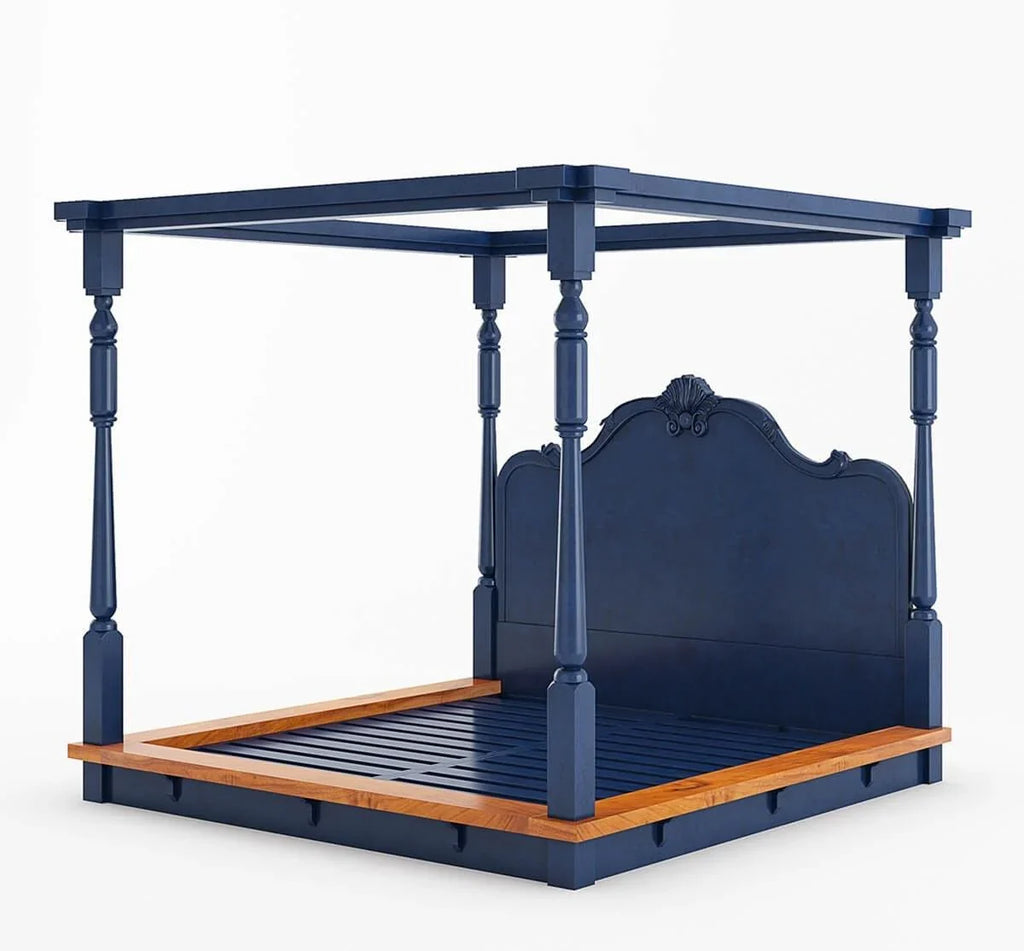 Florance Solid Wood Luxury Poster Bed in Honey Oak