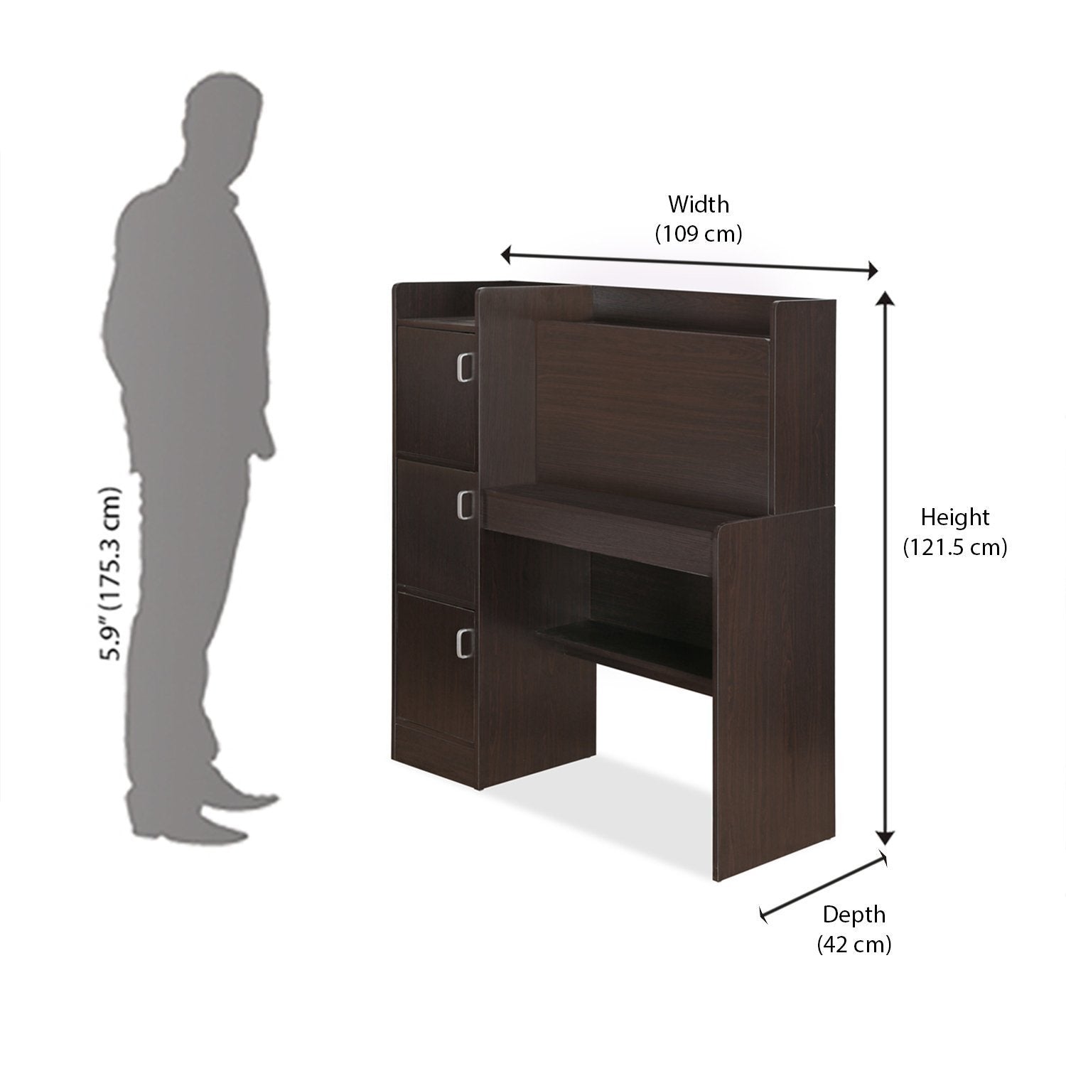 Vintage Study Table in Wenge Color - Oak Inside