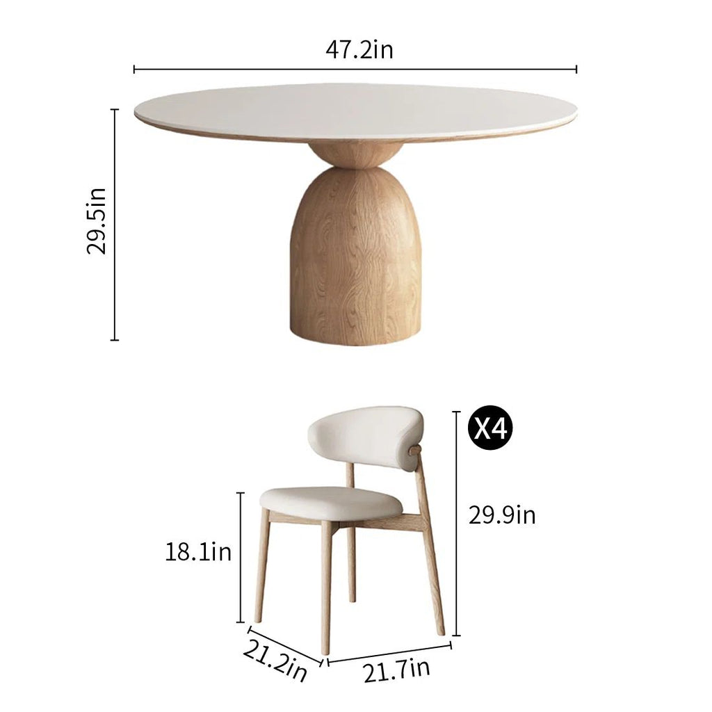 European Round Premium Dinning Table Set In Oak Wood