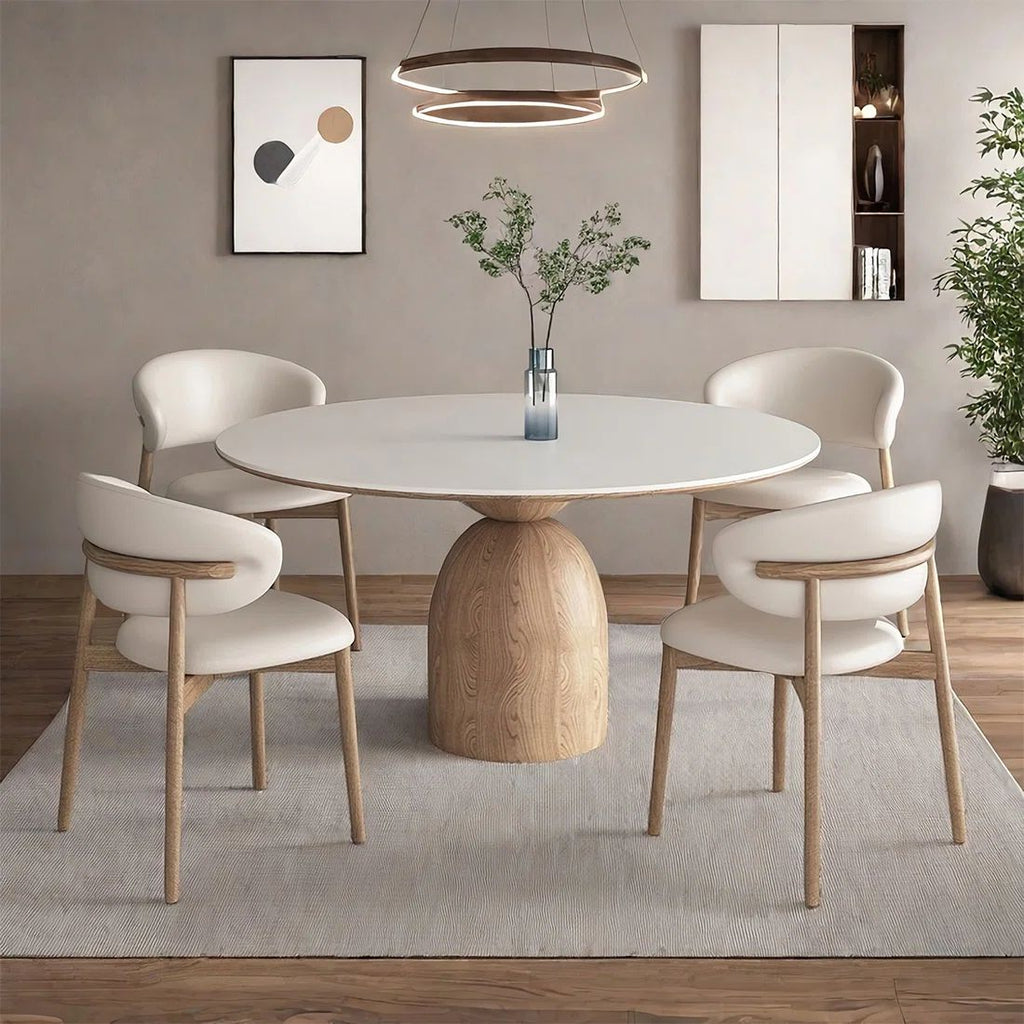 European Round Premium Dinning Table Set In Oak Wood
