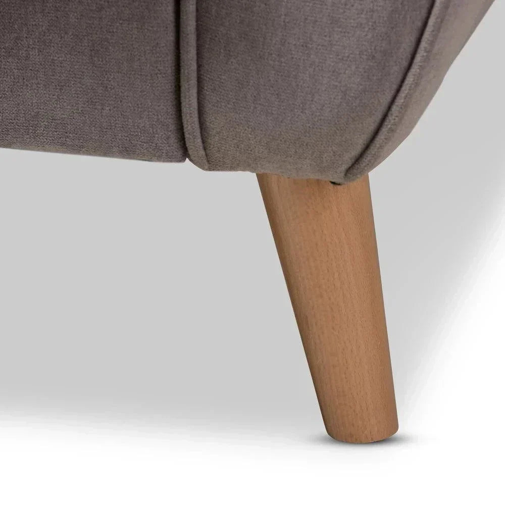 Baxton Straight Line Sofa Set in Suede - Oak Inside