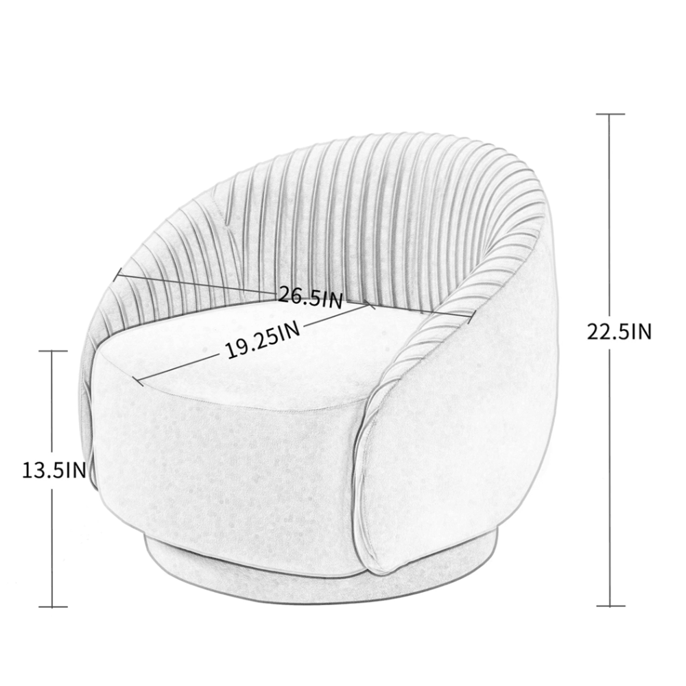 Barrel Arm Chair Embossing Fleece Upholstered Accent Sofa Chair - Oak Inside