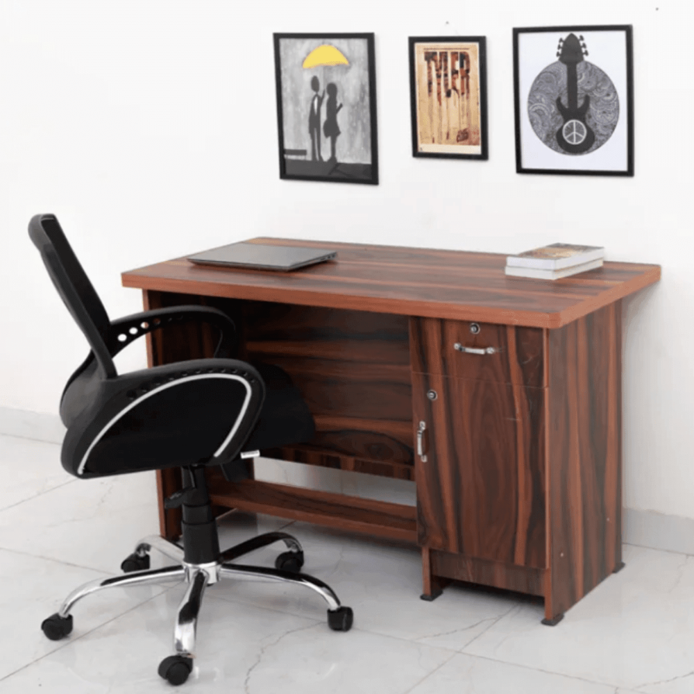 Amorini Study Table in Walnut Colour by Cupboard - Oak Inside