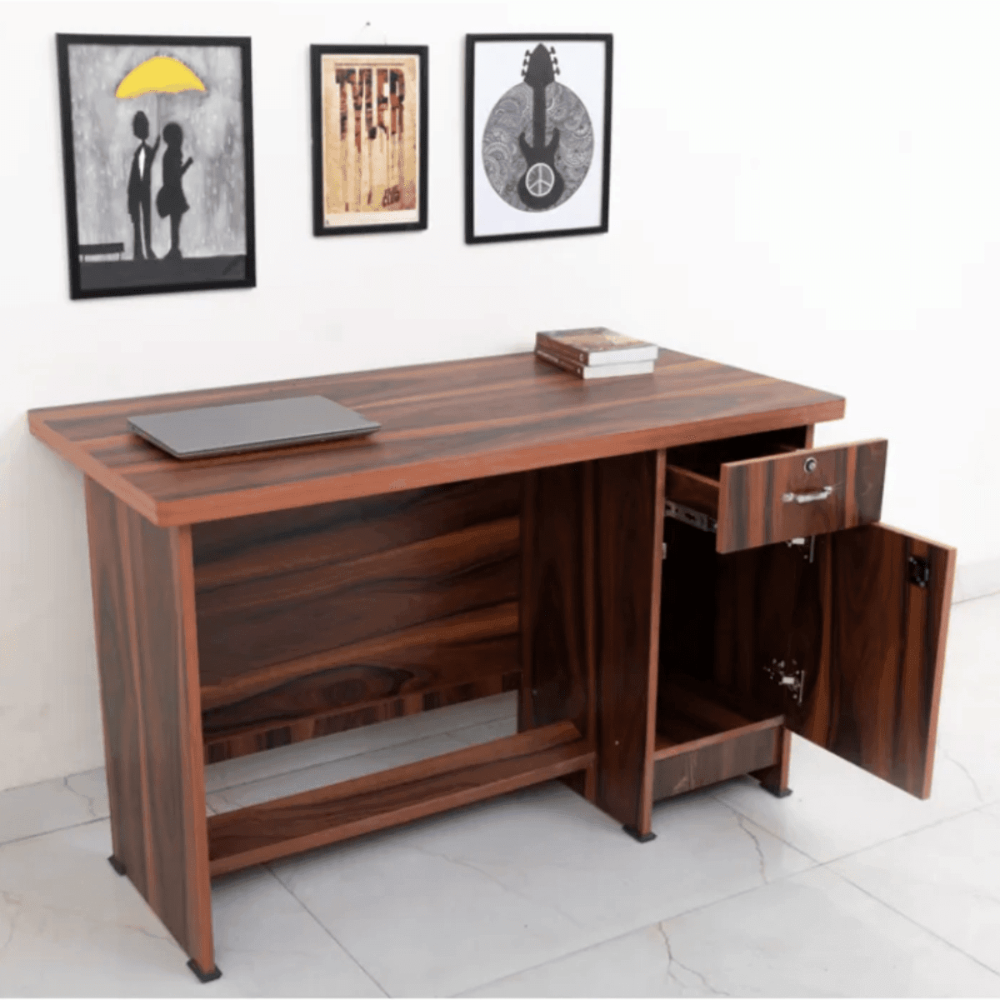 Amorini Study Table in Walnut Colour by Cupboard - Oak Inside
