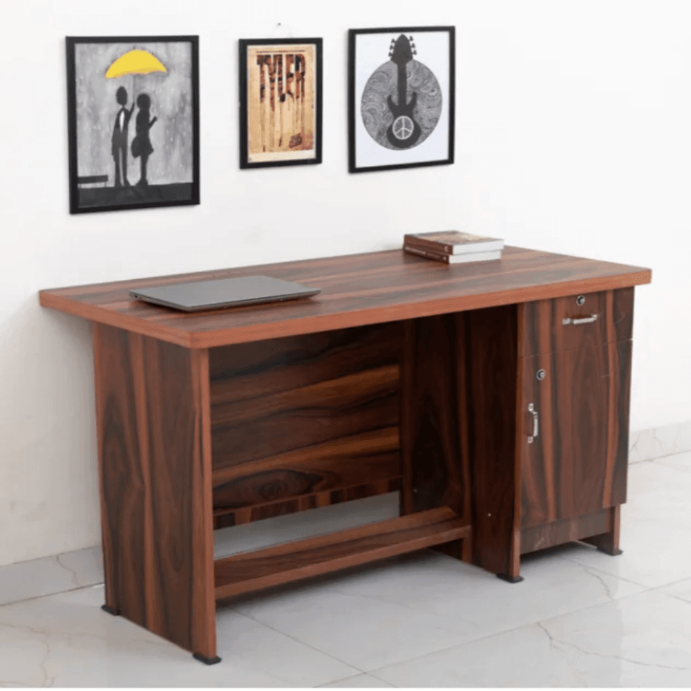 Amorini Study Table in Walnut Colour by Cupboard - Oak Inside