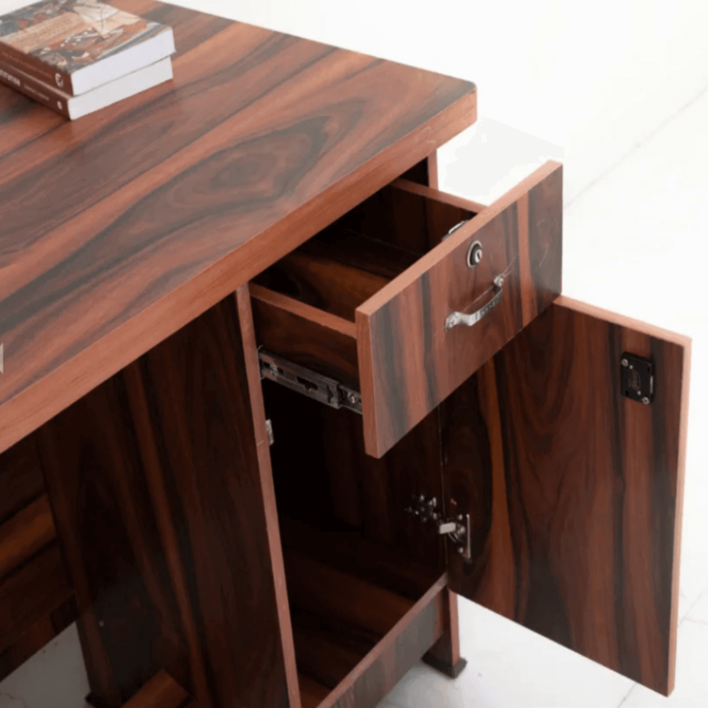 Amorini Study Table in Walnut Colour by Cupboard - Oak Inside