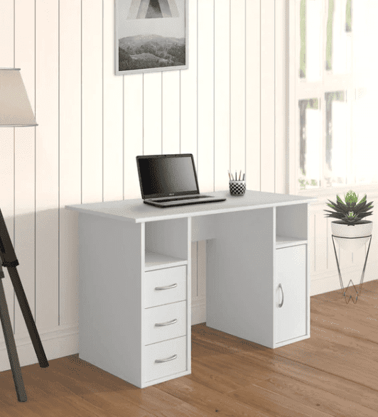 Unicorn Study Table in White Colour - Oak Inside