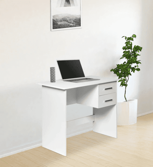 Zolo Study Table in White Color - Oak Inside