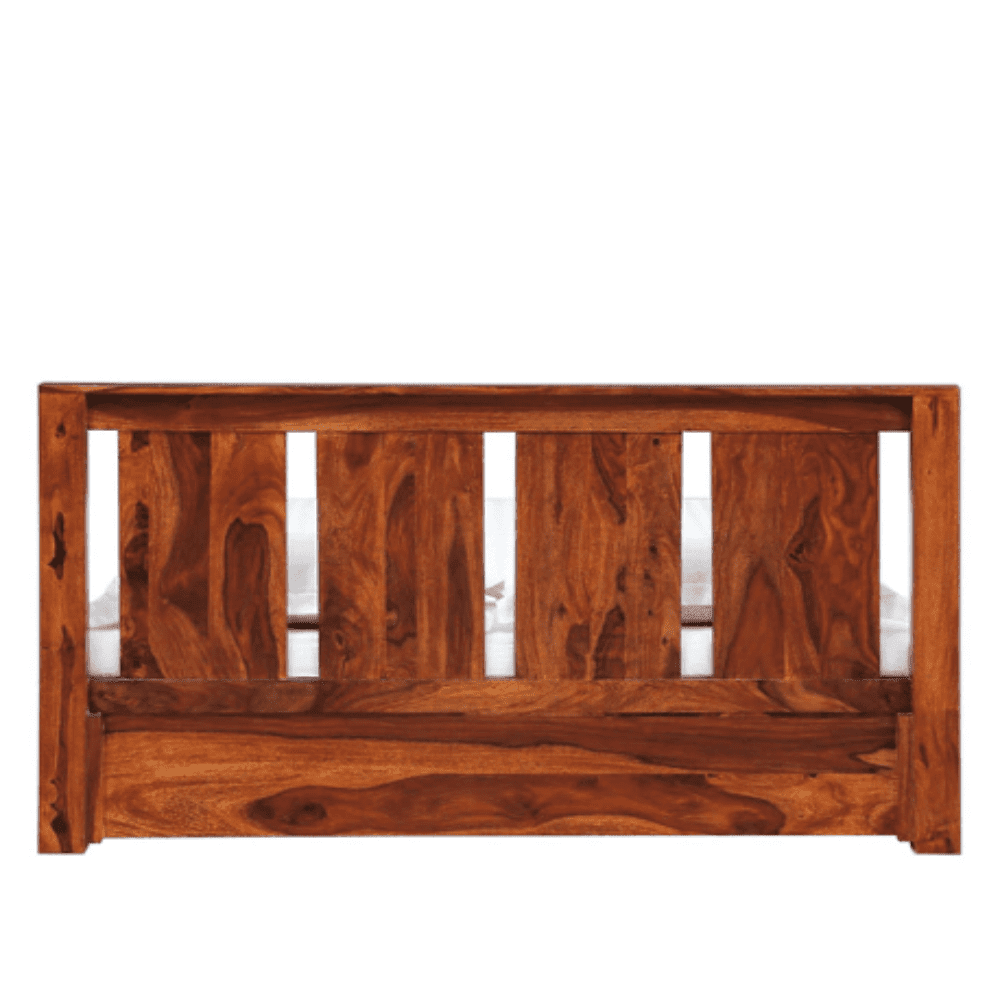 Honey Solid Wood King Size Bed with Storage in Honey Oak Finish - Oak Inside