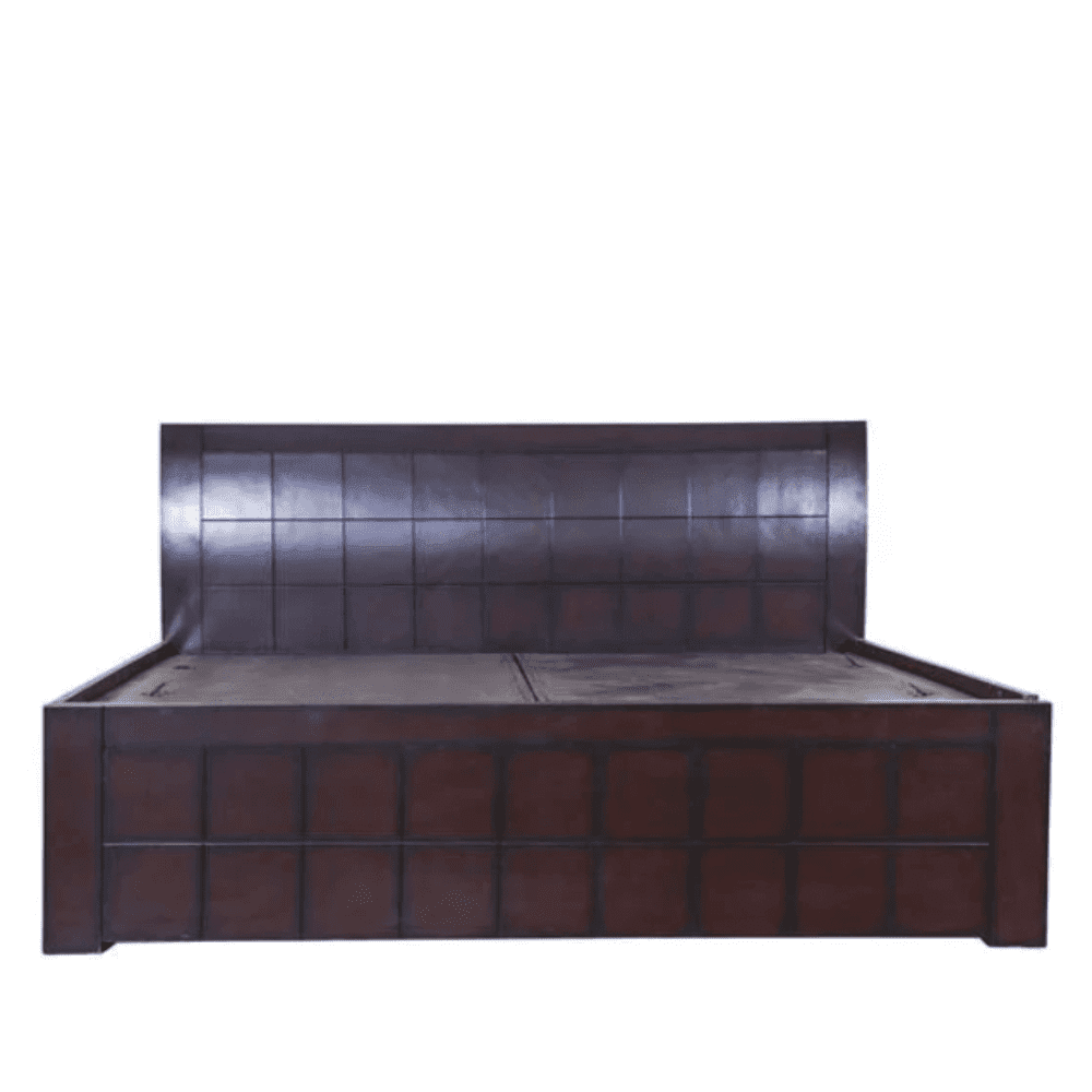 Ellis Wooden Bed with Storage in Brown Finish - Oak Inside