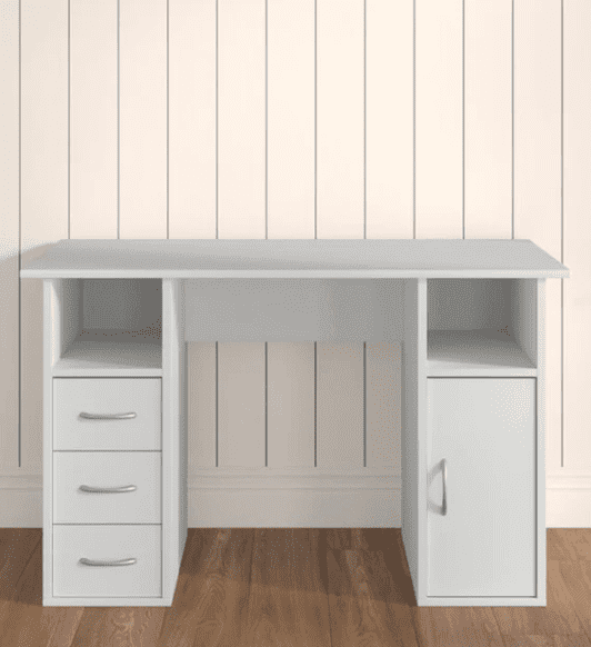 Unicorn Study Table in White Colour - Oak Inside