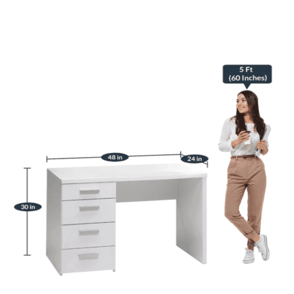 Class Apart Study Table in White Colour - Oak Inside