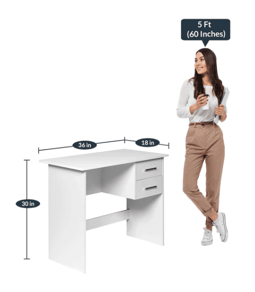 Zolo Study Table in White Color - Oak Inside