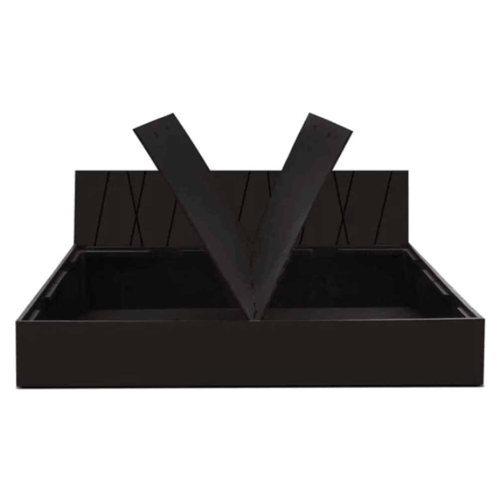 Axis Wooden Bed with Storage in Brown Matte Finish - Oak Inside