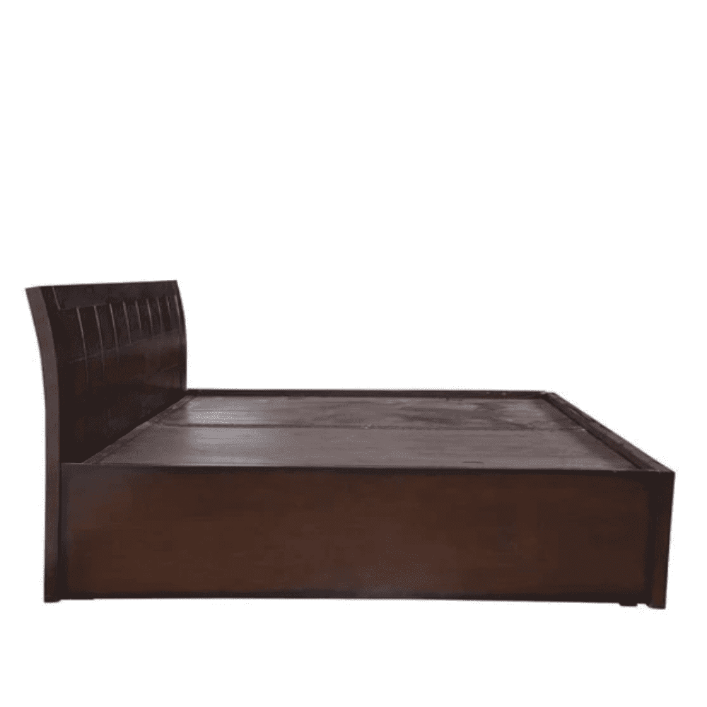Ellis Wooden Bed with Storage in Brown Finish - Oak Inside
