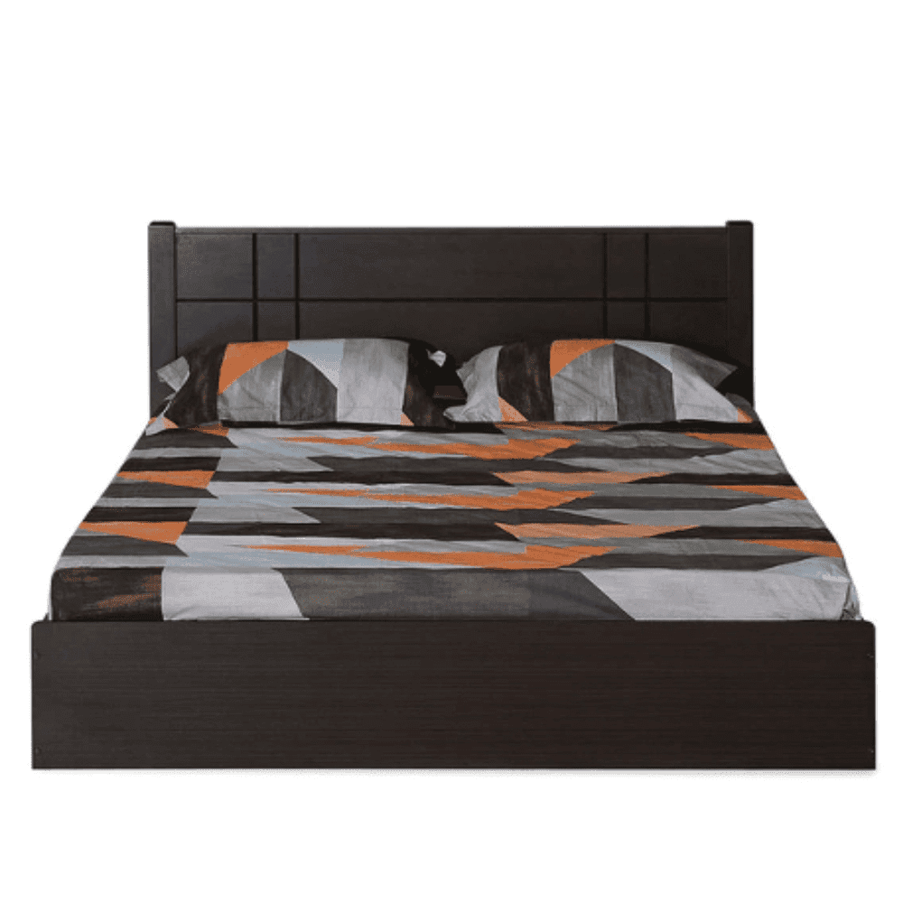 Cleopatra Bed with Storage in Brown Finish - Oak Inside