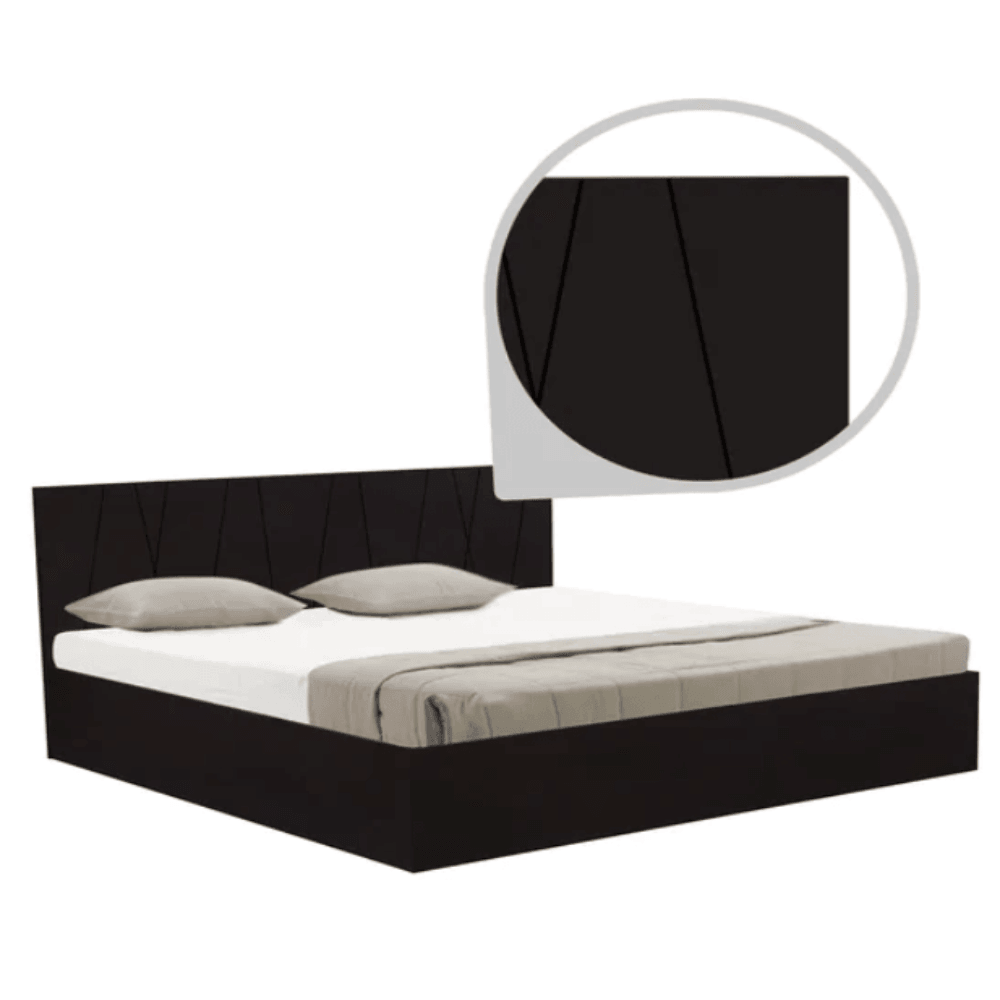 Axis Wooden Bed with Storage in Brown Matte Finish - Oak Inside