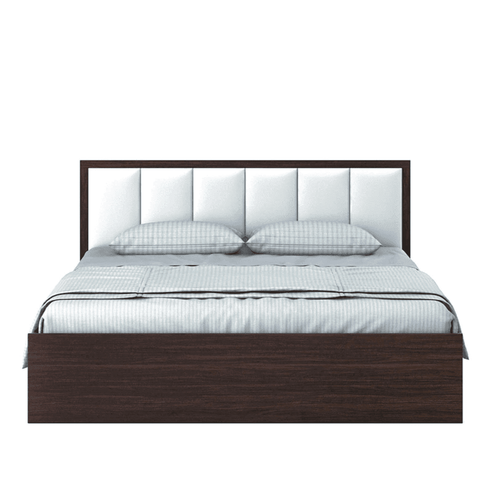 Art Living Upholstered Bed with Storage in Brown Finish - Oak Inside