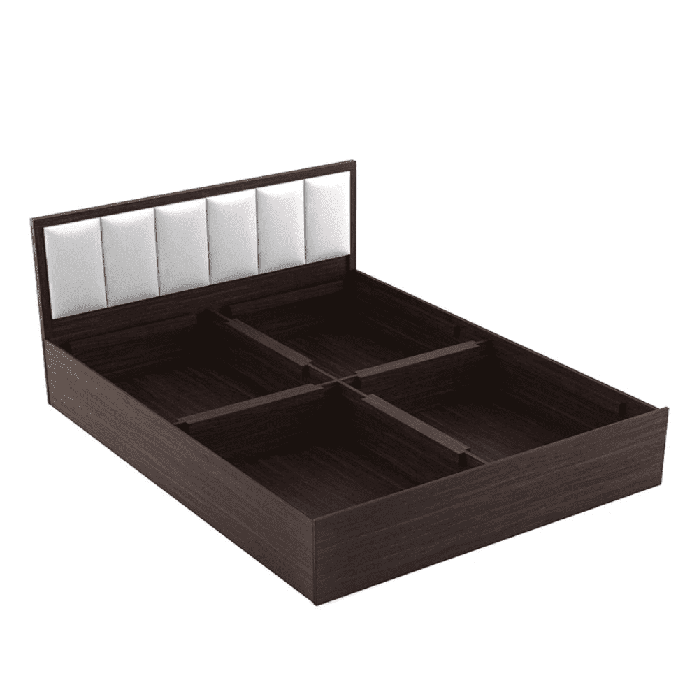 Art Living Upholstered Bed with Storage in Brown Finish - Oak Inside