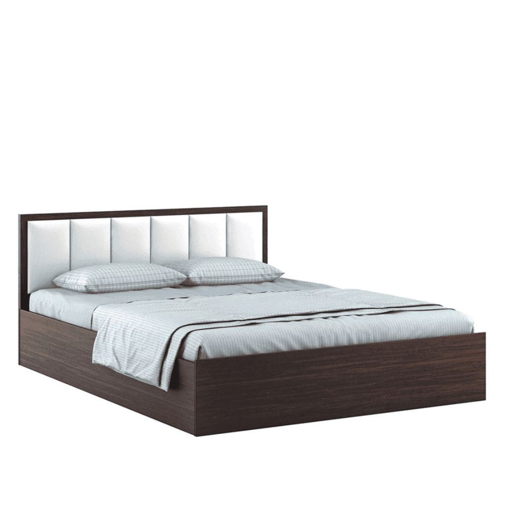 Art Living Upholstered Bed with Storage in Brown Finish - Oak Inside