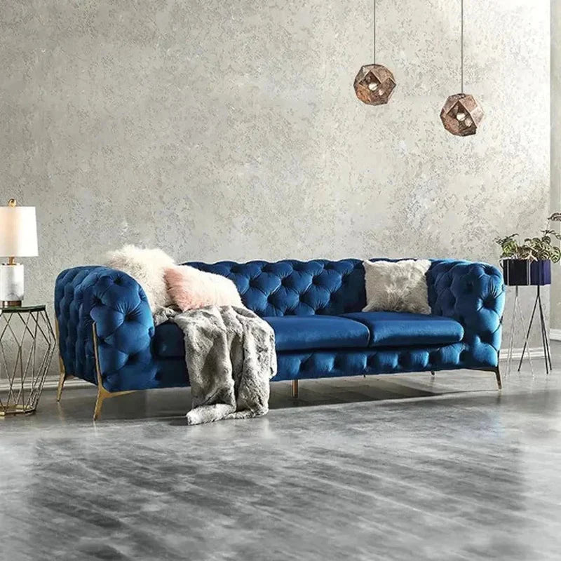 Beyone Luxury Chesterfield Sofa Set in Suede