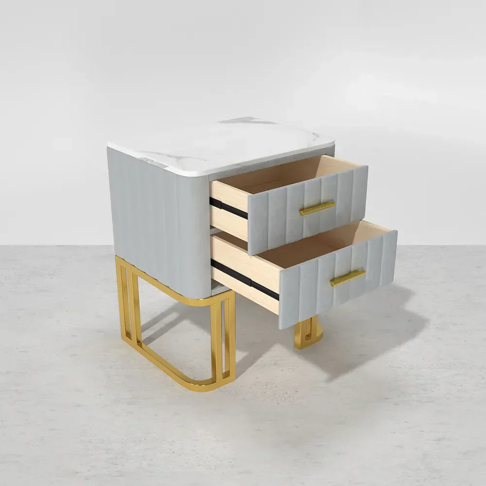 Gello Side Table in 2 Drawers in SS Frame