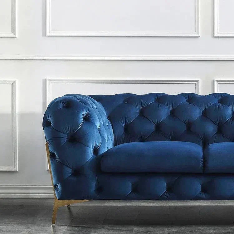 Ronaldo Chesterfield Sofa Set In Suede